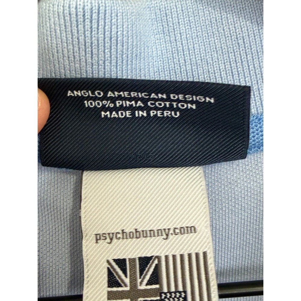 Psycho Bunny Mens Ombre Polo Shirt Short Sleeve Cotton Blue Size 8 Streetwear - Picture 3 of 8